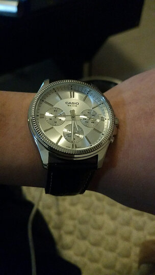 卡西欧(casio)男表 商务日历星期石英男士手表 白盘皮mtp-1375l-7a表