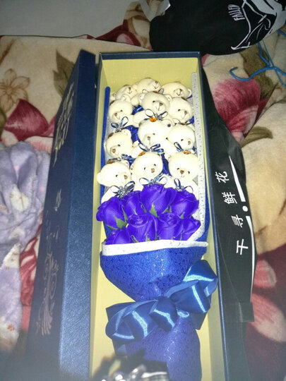 女生节浪漫生日礼物小熊公仔娃娃香皂玫瑰花仿真花束礼盒送女朋友闺蜜