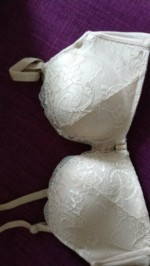 无钢圈前扣蕾丝边女胸罩 小胸聚拢性感美背 肤色套装(含内裤) 34a=75a