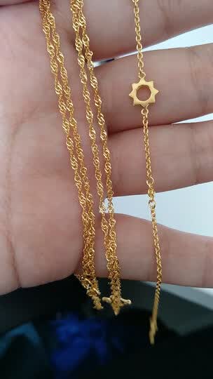 黄金足金 天长地久水波纹 黄金项链女款 黄金素链 配链 计价工费120元