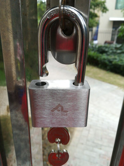 segmoo304不锈钢大门挂锁门锁防盗锁户外防水防锈家用不通开锁头 小号