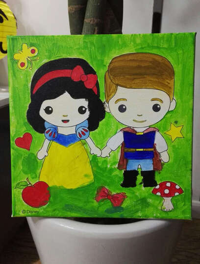 迪士尼涂色画框:白雪公主 贝儿公主 茉莉公主与王子(套装共3套):"女儿