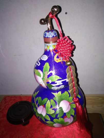 御礼 景泰蓝葫芦摆件工艺品葫芦花瓶北京特色办公室摆件铜胎掐丝工艺