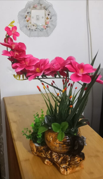 喜莱卡蝴蝶兰花仿真花盆景桌面摆件室内花含盆一齐吗？