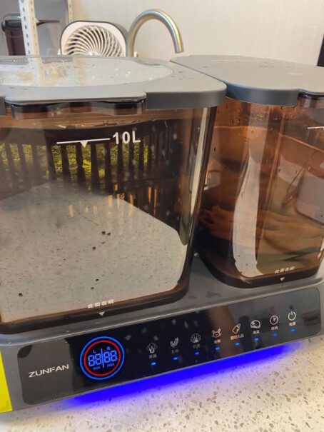 德国洗菜机家用多功能全自动杀菌去农残果蔬清洗机食材净化机关注了好久啊，左右有两个桶的了，是可以一起工作的吗？