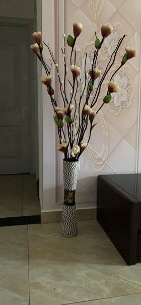 美丽空间客厅落地脉叶干花装饰花艺花瓶是什么材质？