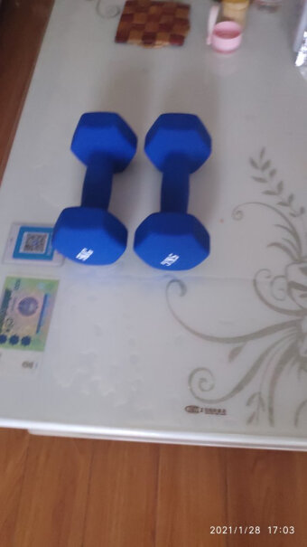 诚悦运动健身器材磨砂浸塑哑铃10公斤CY-102蓝色会伤地板吗？