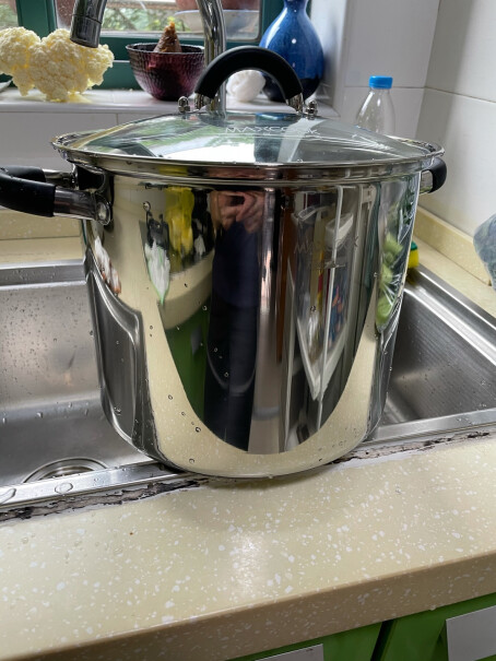 美厨汤锅304不锈钢复底高汤锅24cm这款锅多高，内径多少？