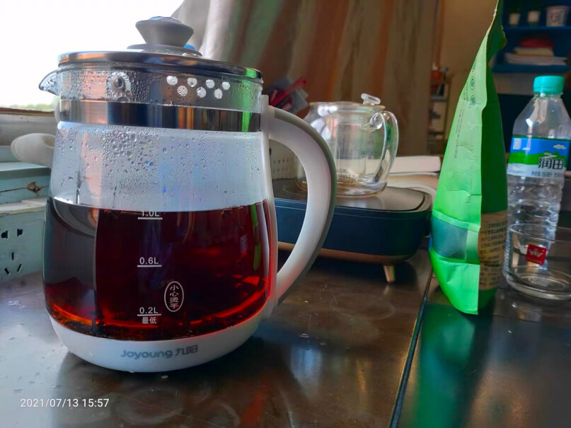 茶壶1.5L电水壶煮茶煎药九阳药膳茶具煮东西后底部会粘吗？