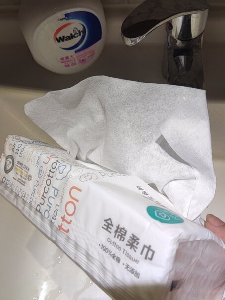全棉时代湿两用全棉棉柔巾洁脸巾80面巾盒装纸巾用这个当洗脸巾会不会太薄了？