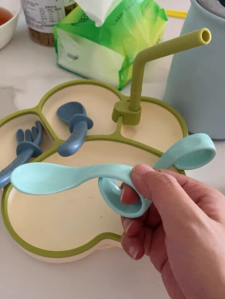 Didinika儿童餐具迪迪尼卡宝宝学吃饭套装 蓝色勺叉真的好吗？功能评测结果！