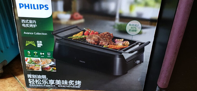 飞利浦家用少烟电烤炉烧烤炉电烤盘烤肉铁板烧商用家用牛排机自动段电吗达到一定高温以后？
