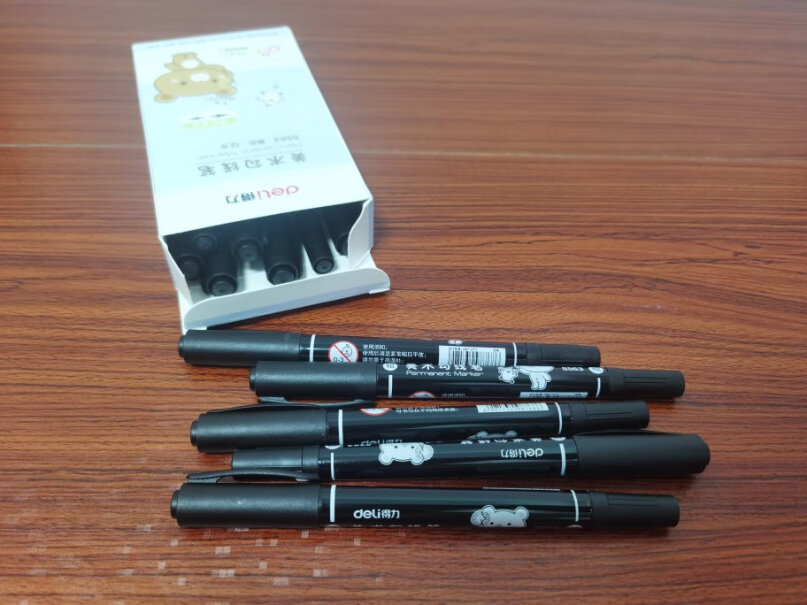 得力deli黑色双头记号笔美术绘画勾线笔12支有铅笔痕的硫酸纸上能写吗？
