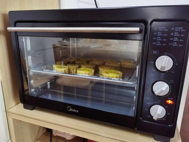 美的家用多功能电烤箱25升一次能烤多少个蛋挞，能一次放两层蛋挞去烤吗？