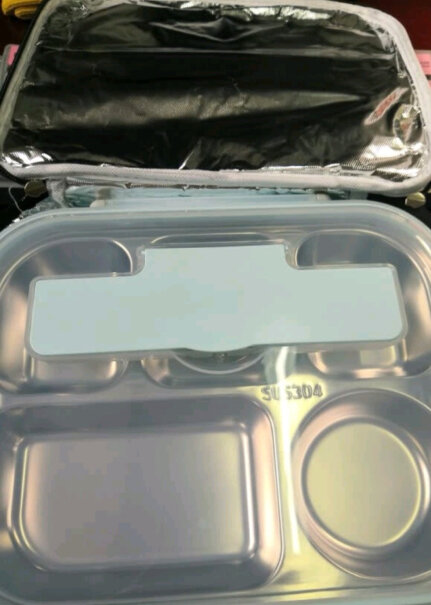 美厨304不锈钢饭盒4cm有这种饭盒的手提袋吗？