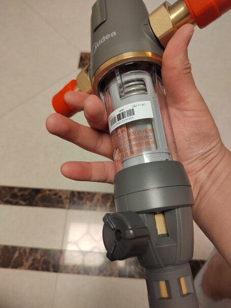 美的前置过滤器40微米反冲洗压力表监控咱家的进水管是20管，买这个美的(Midea)可以用吗？