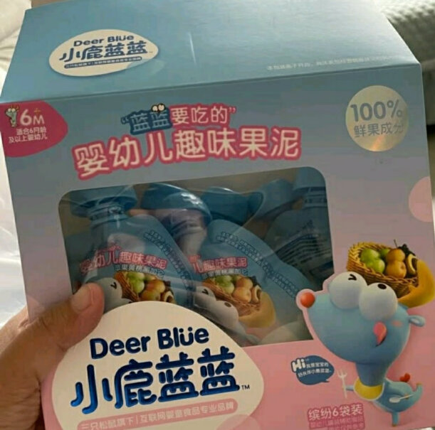 小鹿蓝蓝趣味婴幼儿果泥x6袋含糖吗？