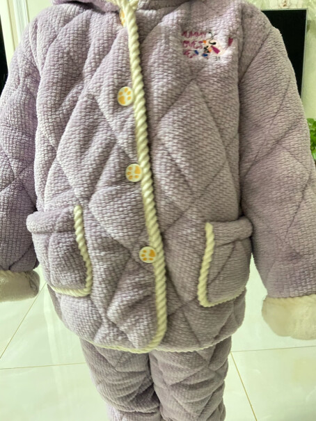 GOSO「三层夹棉加厚」儿童睡衣家居服套装 紫色 XL评测怎么样？买家评测分享？