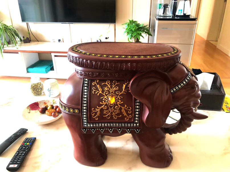 得美莱斯大象摆件换鞋凳子工艺品客厅装饰品大象是木材质吗？