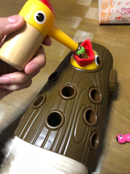 特宝儿青蛙手敲琴婴幼儿音乐乐器1-2-3岁吃进去的虫子会重新排好洞洞里么？