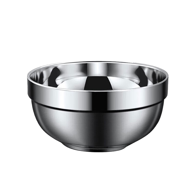Danshi Zhiyuan 304 Stainless Steel Bowl Double-Layer Insulated Anti-Scald Bowl School Canteen Special Platinum Bowl 18cm (Jingcang)