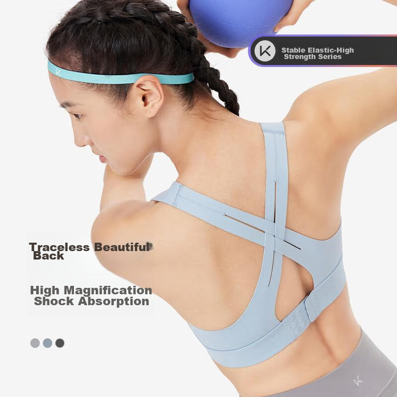 Keep Quick-Dry Sports Bra for Women, High-Intensity Yoga, Beautiful Back Design, Side Support, Anti-Shock Running Vest, Dust Blue, L