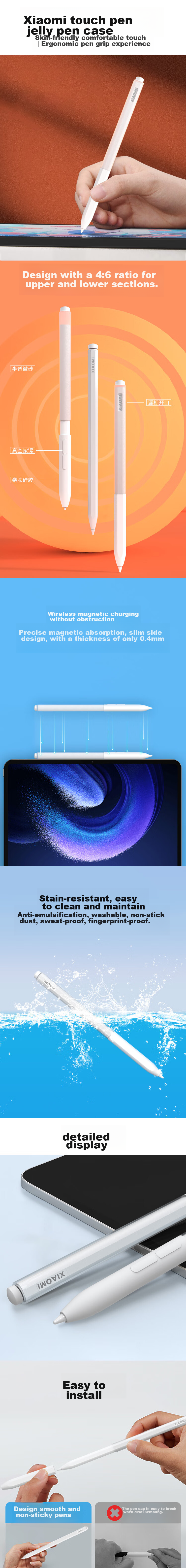 Aolang Compatible Stylus Tips for Xiaomi Focus Touch Pen, Suitable for Xiaomi Pad 6/7 Pro/6S Pro/Max Capacitive Stylus 3rd Generation, Silicone Protective Case, Pack of 5, Black 1