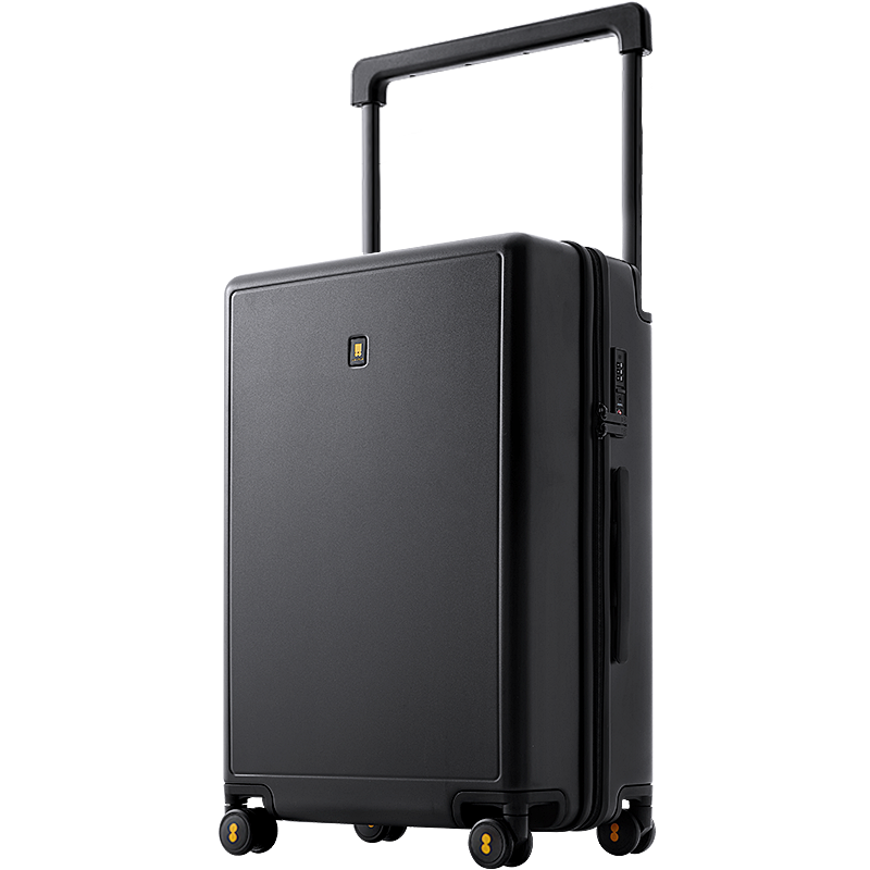LEVEL8 Luggage Suitcase for Men And Women with Password Lock And Trolley, 24-Inch Wide Travel Series with Spinner Wheels, PC Case, Black