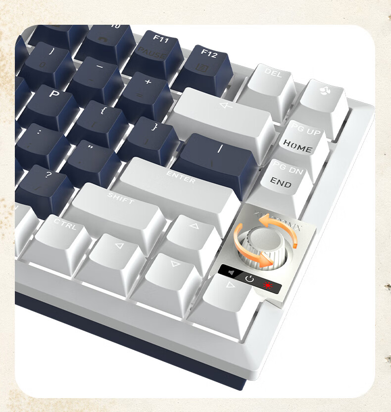 CHERRY KW300MX TKL Mechanical Keyboard, 81 Keys, New Vintage, Wireless Hot-Swappable, Compatible with MACMINI, for Gaming And Office Use, Navy Blue/gray, Brown Switches 12