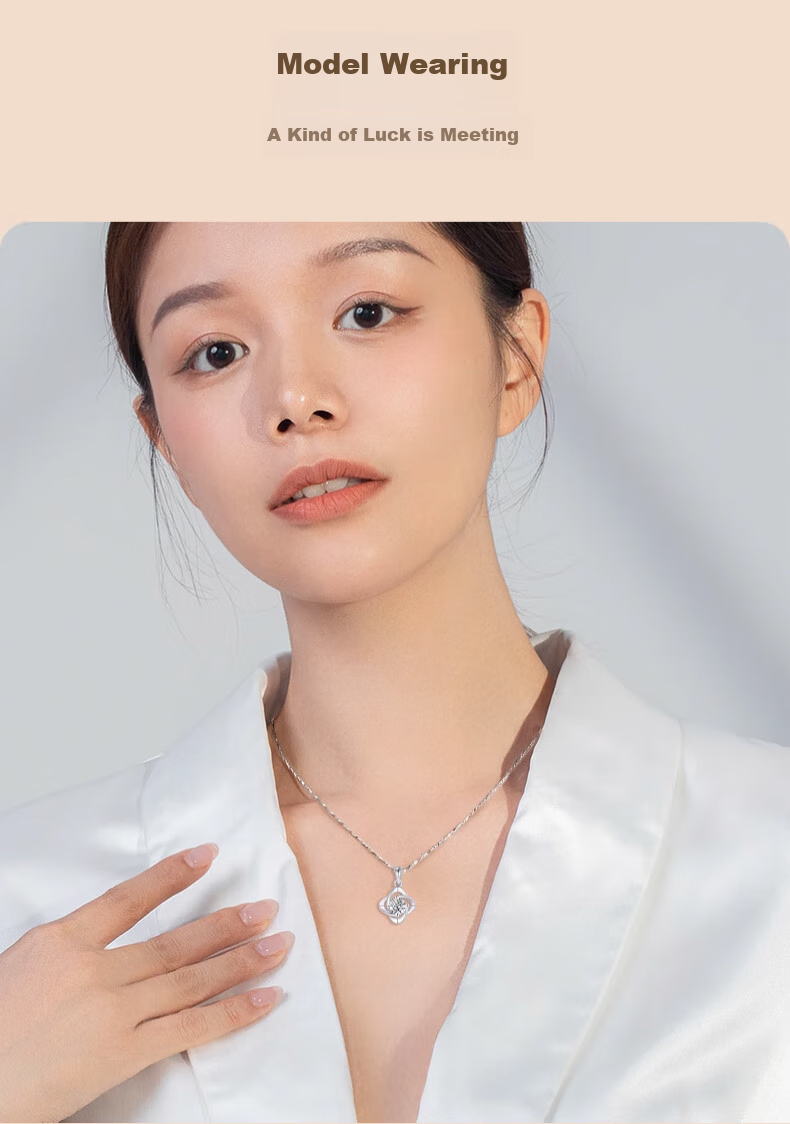 Zhoubaifu [1000+ Stores] Four-Leaf Clover Necklace for Women, Luxurious Silver Pendant, Birthday Gift for Girlfriend Or Wife 12