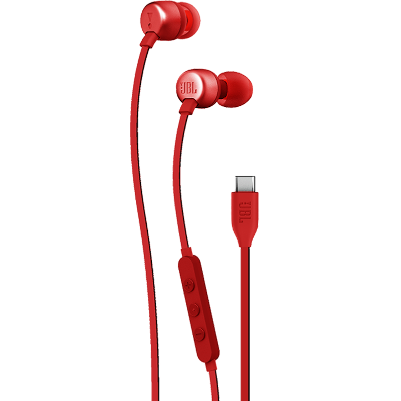 JBL TUNE310C Wired Earphones with Type-C Interface, In-Ear Headphones, Computer Headphones, Compatible with Apple USB-C Devices, Red