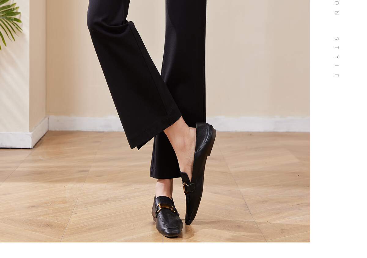Chushen Spring Autumn Women's Casual High Waist Fashion Slim Fit Flared Suit Pants S141K2006 Black L 10