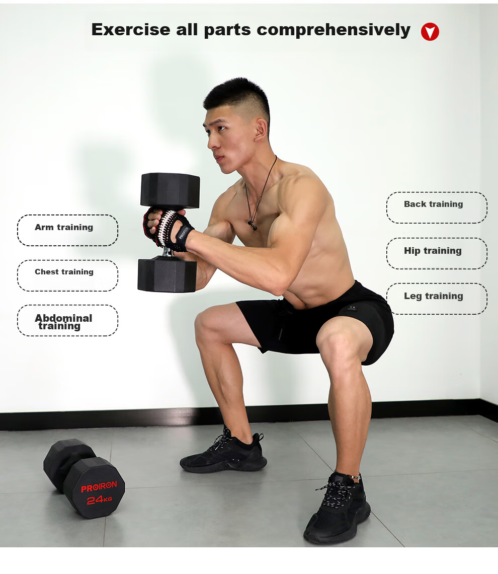 PROIRON Puli'ai Rubber-Coated Dumbbells for Men, Home Fitness Twelve-Sided Eco-Friendly Dumbbell Set, 10KG*1 Pair 3