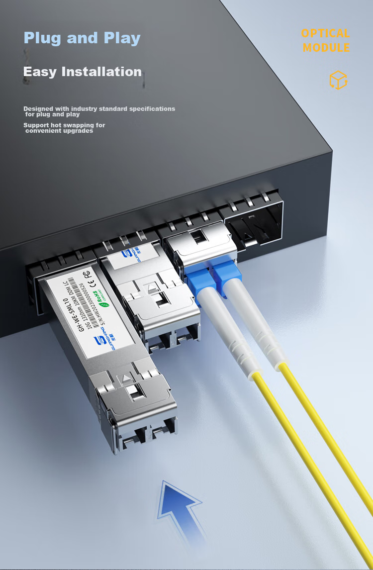 Guanghang 10 Gigabit Optical Module, 10 Gigabit Fiber Optic Module, 10 Gigabit Single-Mode Optical Module, SFP+ Single-Mode Dual-Fiber, 1310nm, 10KM, LC Interface, One Piece GH-WE 5