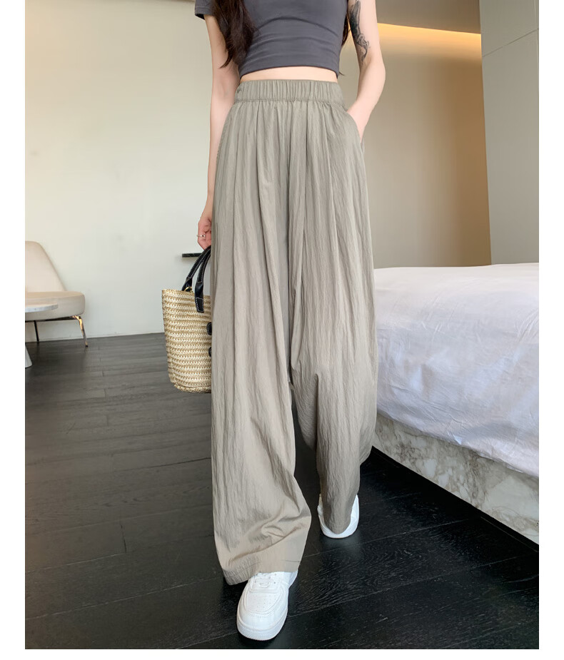 LangSha Ice Silk Wide-Leg Pants Women Summer Thin High Waist Draped Zen Lazy Yamamoto Style Cotton Linen Casual Pants 17