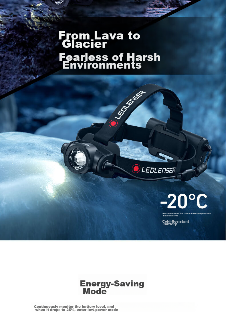 LED LENSER H7R Core Long-Lasting High-Brightness Headlamp, Head-Mounted Night Fishing Light, Illumination Lamp, Rechargeable, Beach Combing, Fishing, Stepless Dimming 14