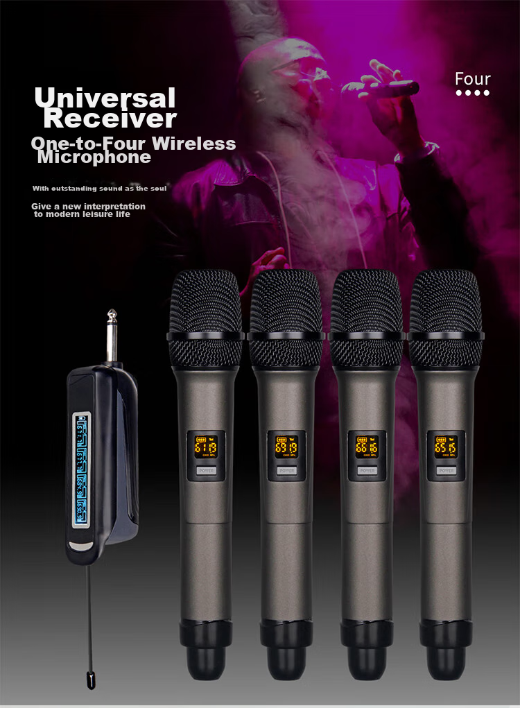 G-MARK X440 Wireless Microphone System with One Transmitter And Four Receivers, Metal UHF Adjustable Frequency Microphones for Outdoor Karaoke And Meetings 1