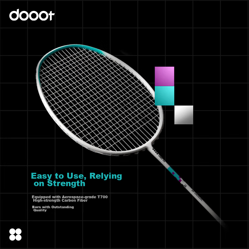 Dooot Badminton Racket, Single Racket OMO55, Ultra-Light 4U, Full Carbon Fiber, Durable, Adult Professional Training Racket