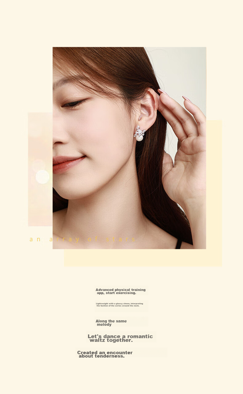 CHOW TAI SENG [Birthday Gift] Silver Pearl Stud Earrings for Women, Butterfly Fashion High-End Design Silver Earrings for Girlfriend 3