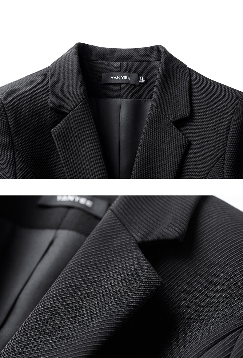 YANYEE Elegant Blazer for Women, Spring 2025, Waist-Cinching Slimming Professional Attire, High-End Formal Wear, Black, M 17