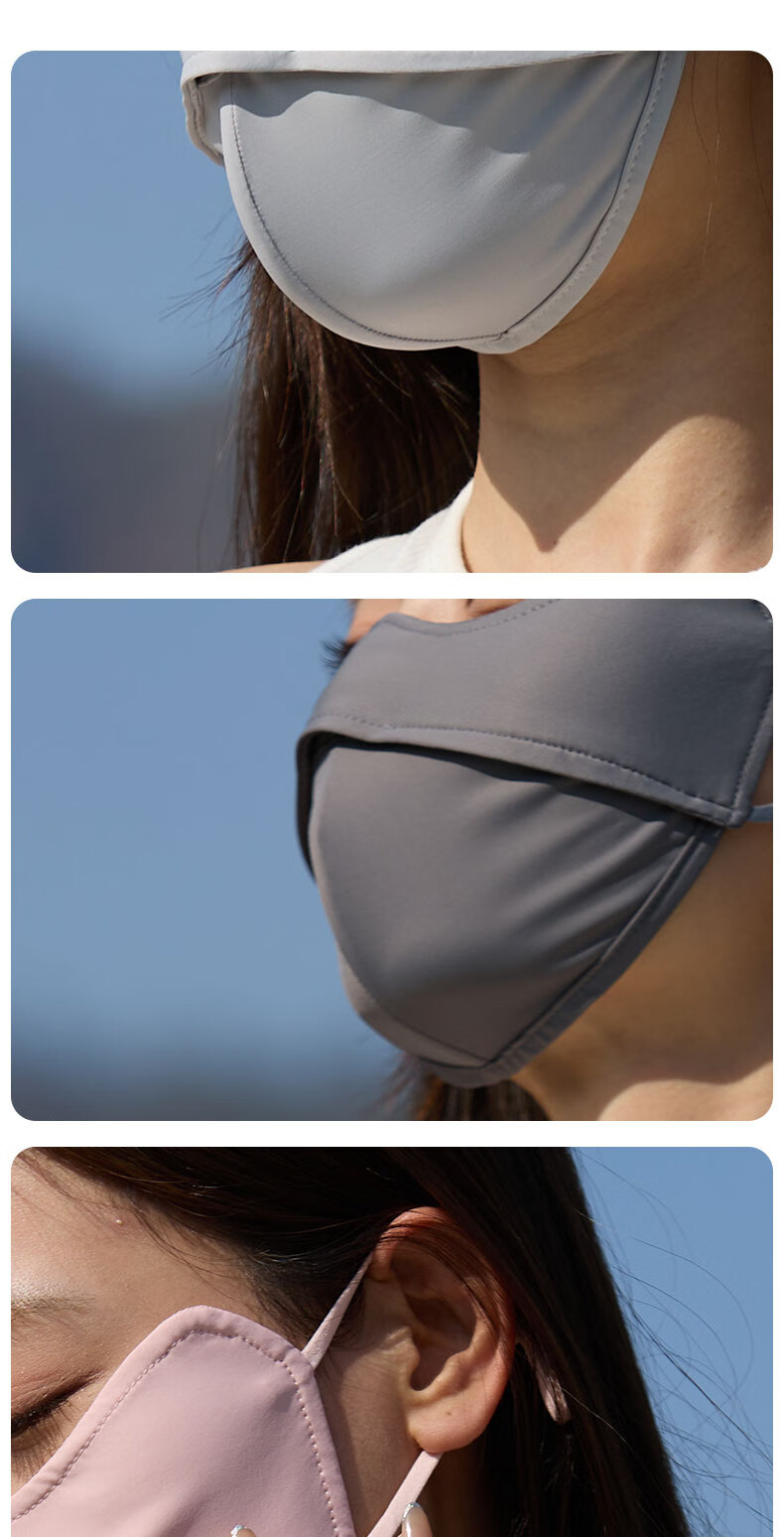 Move Iron Summer Ice Silk Sun Protection Mask for Men And Women, UV-Resistant Outdoor Cycling Sunshade Breathable Eye Protection Face Mask, Light Gray 3