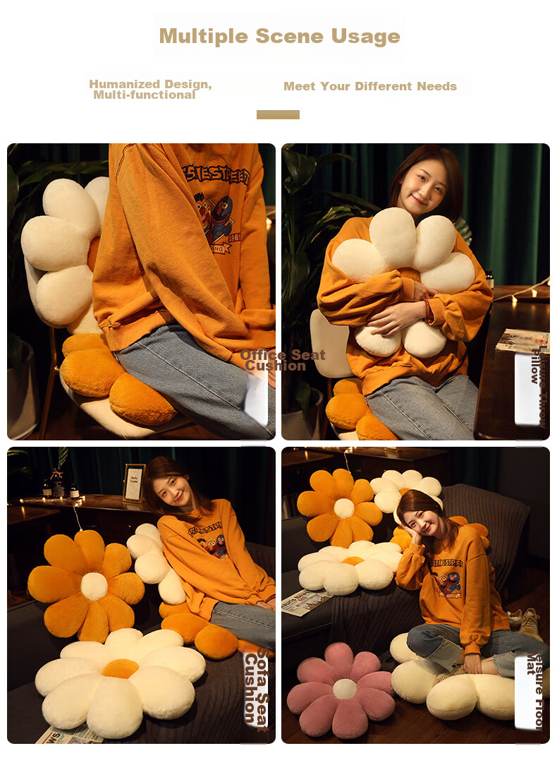 Fanyejia Chair Cushion, Instagram-Style Sunflower Pillow, Sofa Living Room Cushion, Bay Window Backrest, Car Seat Cushion, Practical Gift 5