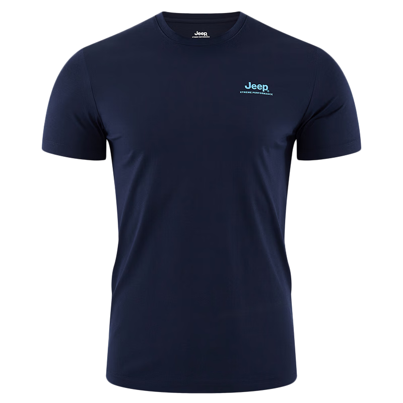 JEEP Men's Short-Sleeve T-Shirt, Sports Outdoor Breathable Quick-Dry Tee, Men's Cool Round Neck Top, 538 Navy Blue XL