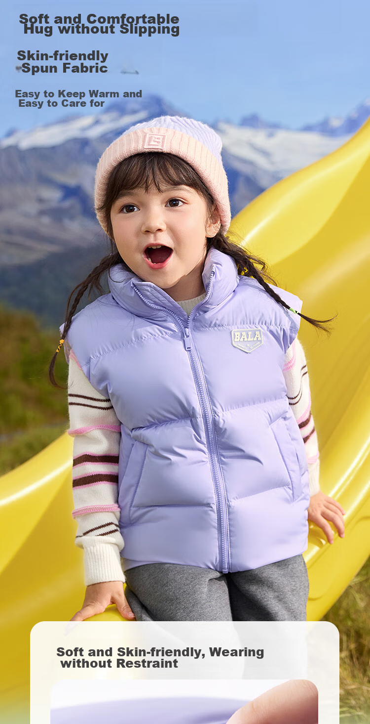 BALABALA Kids Down Vest 2025 New Winter Boys Girls Parent-Child Warm Down Jacket Simple Trendy 6