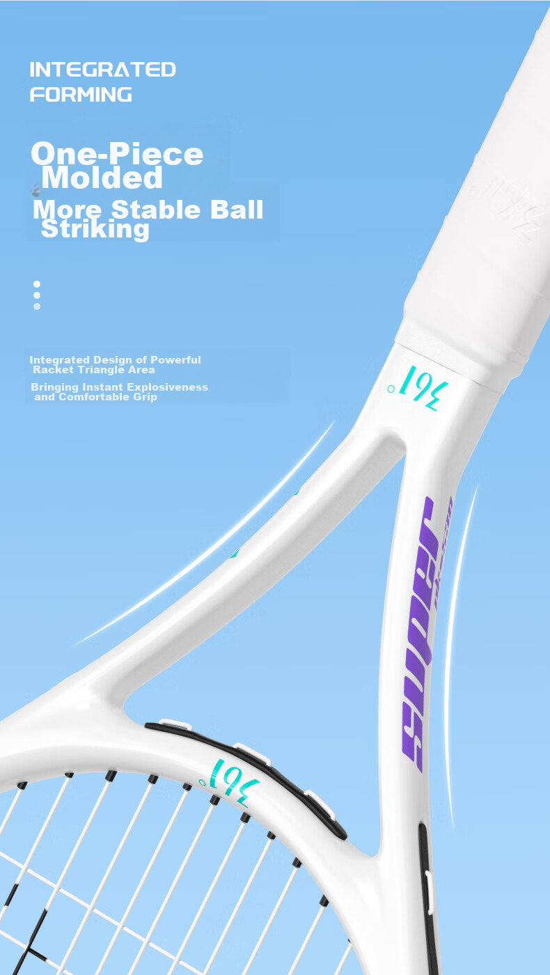 361° Tennis Racket for Men And Women Beginners, Professional Carbon Composite Single Racket with String, Rebound Training Set 6