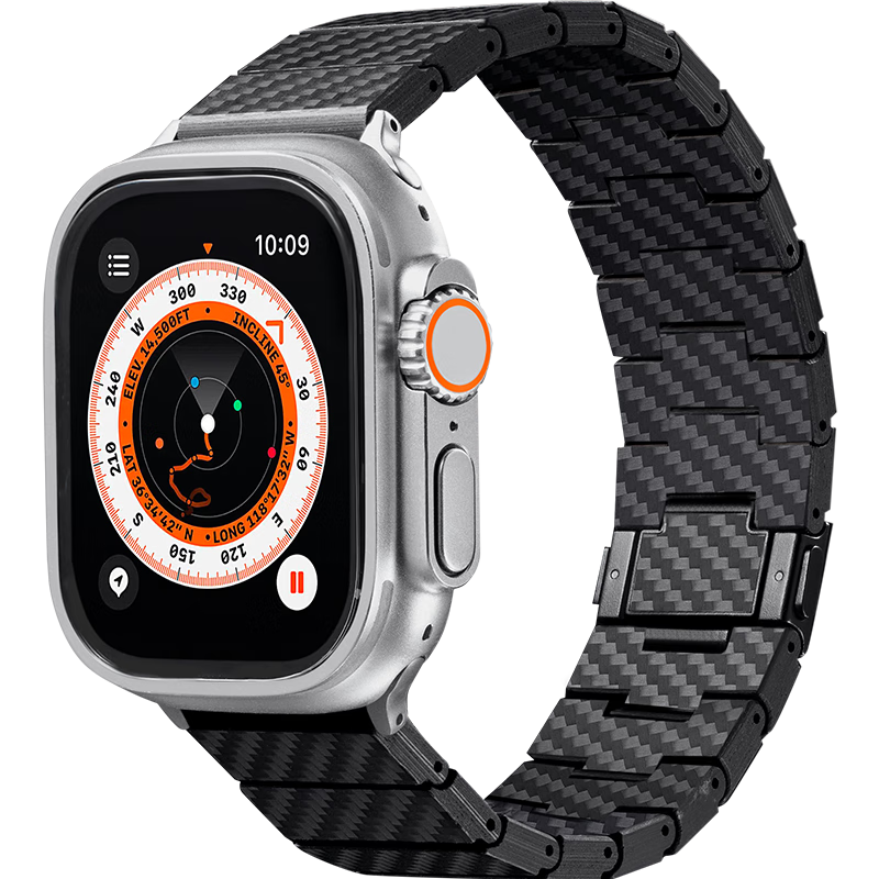 PITAKA Compatible with Apple Watch Bands for Apple Watch Ultra 2/S9/S8/7/6/5/4/3/SE, Carbon Fiber Magnetic Watch Band, Modern Style, Full Size, Universal Fit