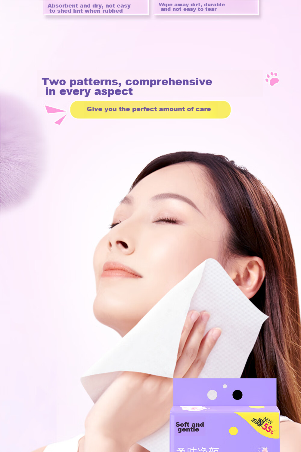 C&S Facial Cleansing Wipes, Hanging Type, 160 Sheets * 4 Packs, Soft Cotton Towels, Disposable Towels, Wet And Dry Use, XL Size, Full Box 9