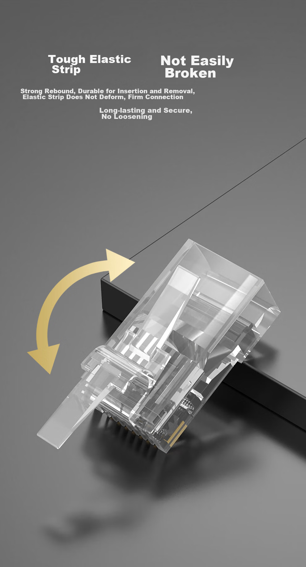 Cat5e Ethernet Cable Connectors, RJ45 Network Ports for Computers, 8P8C Gold-Plated Network Crystal Heads, 100 Pieces/box SK-RJ513 7