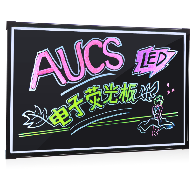 AUCS 40*60cm Electronic Fluorescent Board, Blackboard LED Light-Up Display Board, Advertising Sign, Hanging Plug-In Commercial Outdoor Sign, Street Vending Display Board, Night Market Handwritten Display Fluorescent Scree