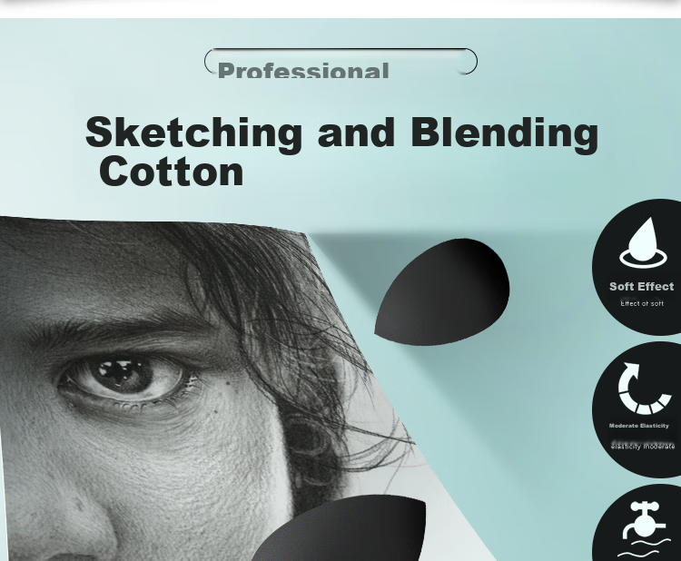 Mont Marte Sketch Blending Cotton, Blending Pen, Student Drawing Blending Ball, Sketching Sponge Ball, Drawing Paper Blending Pen, Beauty Blender Tool P-SM Sketching, Marker Drawing 3